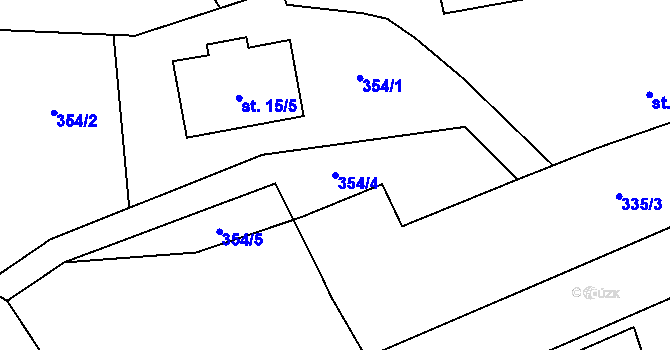 Parcela st. 354/4 v KÚ Mratín, Katastrální mapa