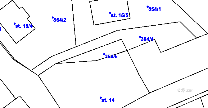 Parcela st. 354/5 v KÚ Mratín, Katastrální mapa