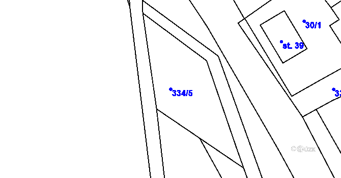 Parcela st. 334/5 v KÚ Mratín, Katastrální mapa