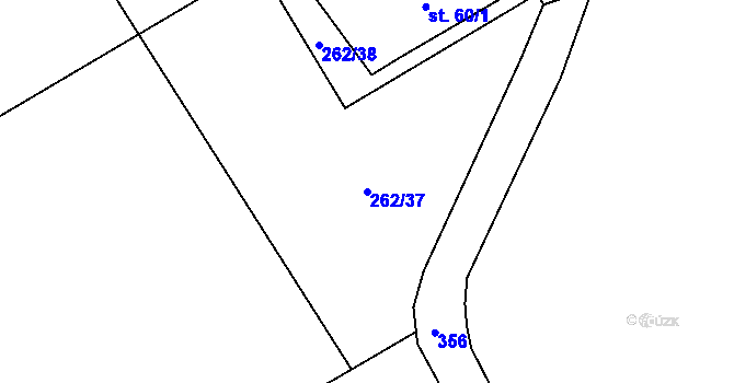 Parcela st. 262/37 v KÚ Mratín, Katastrální mapa