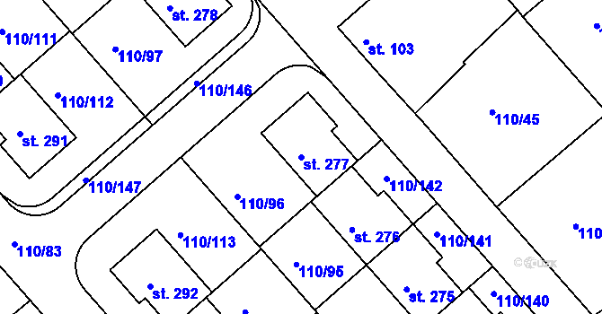 Parcela st. 277 v KÚ Mratín, Katastrální mapa