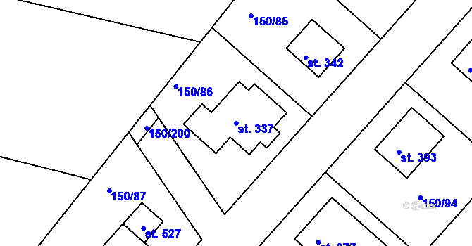 Parcela st. 337 v KÚ Mratín, Katastrální mapa