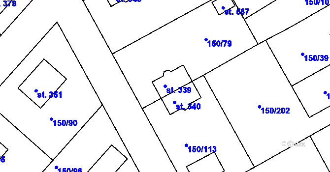 Parcela st. 339 v KÚ Mratín, Katastrální mapa