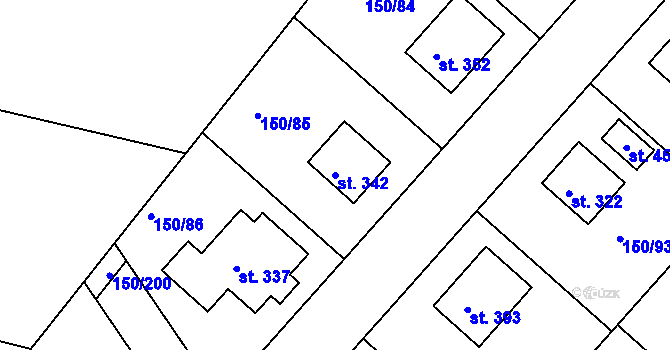 Parcela st. 342 v KÚ Mratín, Katastrální mapa