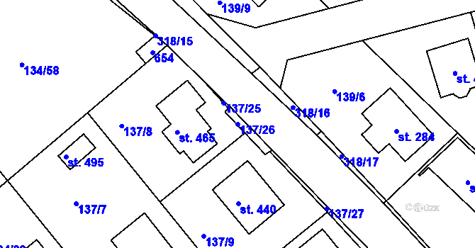 Parcela st. 137/26 v KÚ Mratín, Katastrální mapa