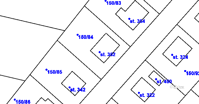 Parcela st. 352 v KÚ Mratín, Katastrální mapa