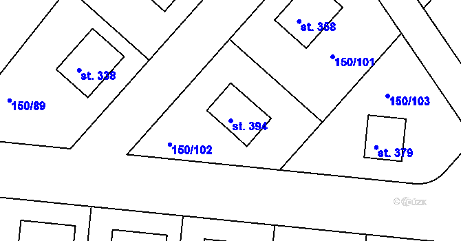 Parcela st. 394 v KÚ Mratín, Katastrální mapa