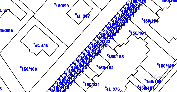 Parcela st. 150/131 v KÚ Mratín, Katastrální mapa