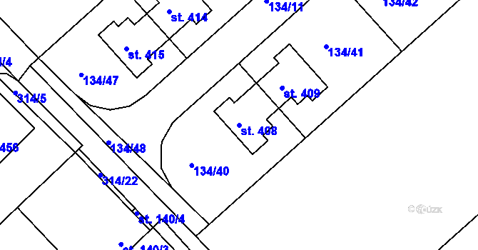 Parcela st. 408 v KÚ Mratín, Katastrální mapa