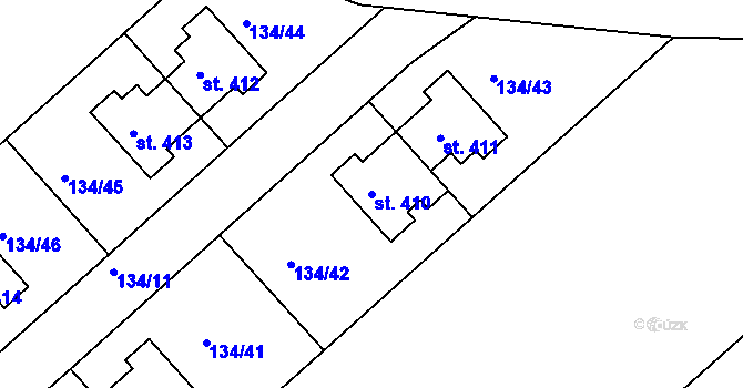 Parcela st. 410 v KÚ Mratín, Katastrální mapa