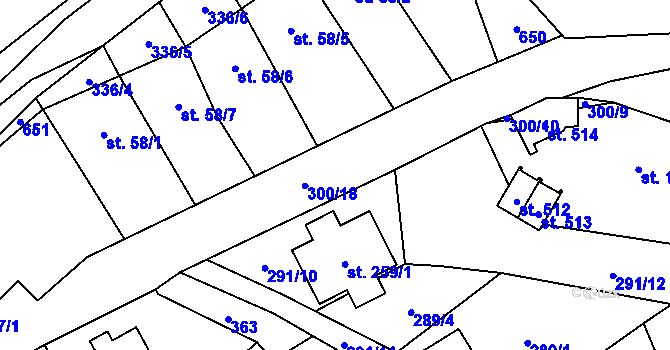 Parcela st. 332/1 v KÚ Mratín, Katastrální mapa
