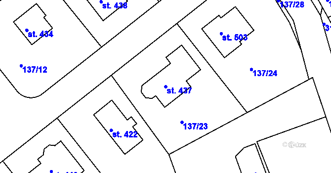 Parcela st. 437 v KÚ Mratín, Katastrální mapa