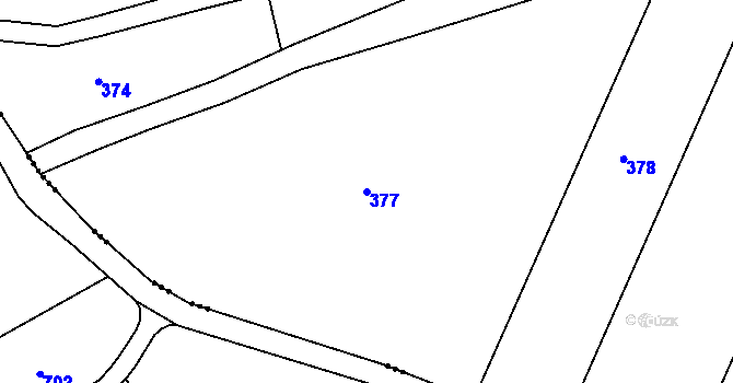 Parcela st. 377 v KÚ Mratín, Katastrální mapa