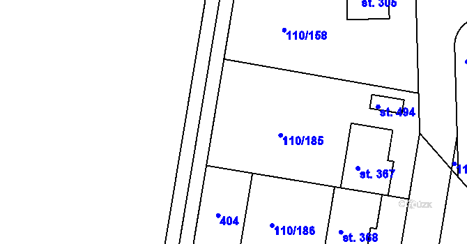 Parcela st. 405 v KÚ Mratín, Katastrální mapa