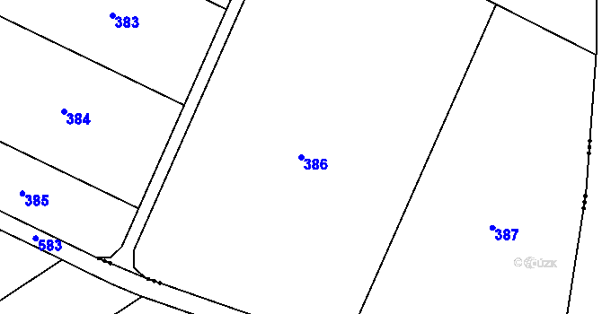 Parcela st. 386 v KÚ Mratín, Katastrální mapa