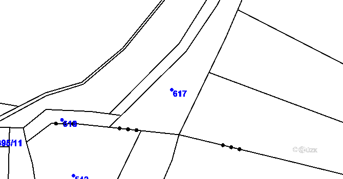 Parcela st. 617 v KÚ Mratín, Katastrální mapa