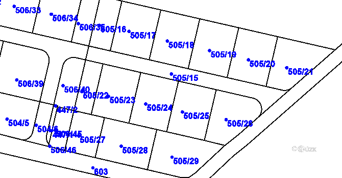 Parcela st. 505 v KÚ Mratín, Katastrální mapa