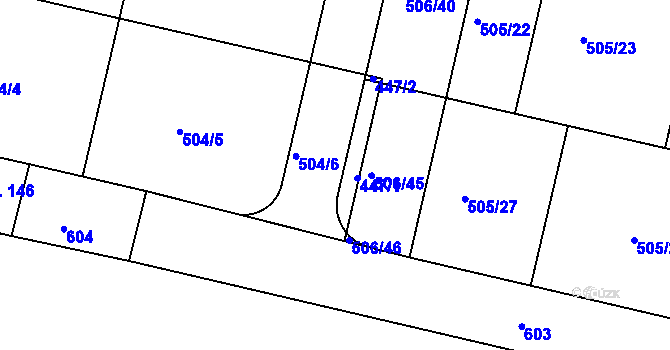 Parcela st. 447 v KÚ Mratín, Katastrální mapa