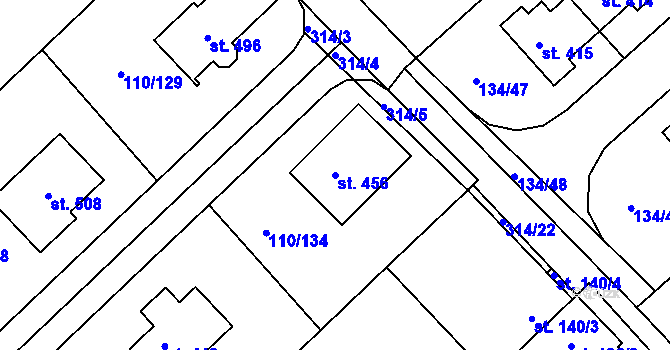 Parcela st. 456 v KÚ Mratín, Katastrální mapa