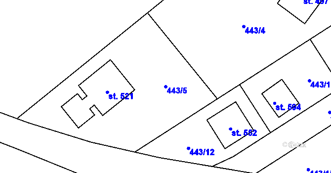 Parcela st. 443/5 v KÚ Mratín, Katastrální mapa