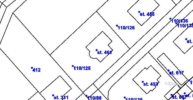 Parcela st. 461 v KÚ Mratín, Katastrální mapa