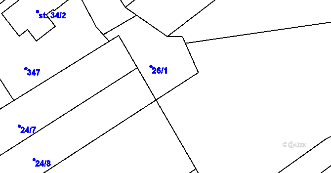 Parcela st. 26/2 v KÚ Mratín, Katastrální mapa