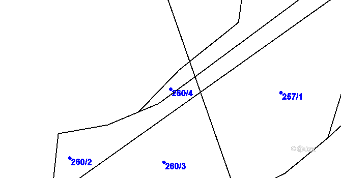 Parcela st. 260/4 v KÚ Mratín, Katastrální mapa