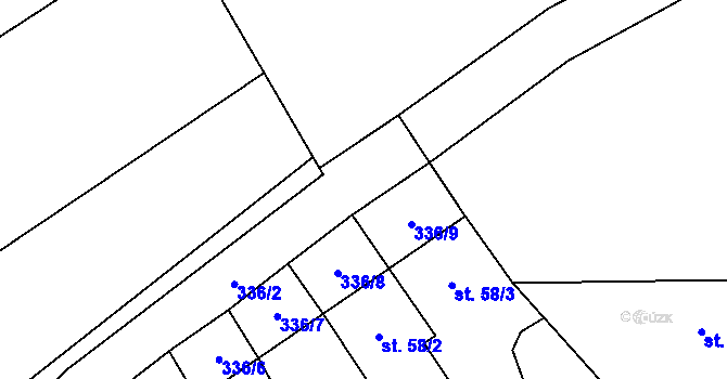 Parcela st. 336/19 v KÚ Mratín, Katastrální mapa