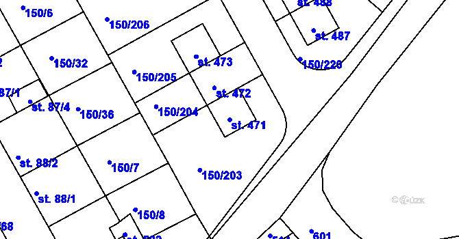 Parcela st. 471 v KÚ Mratín, Katastrální mapa
