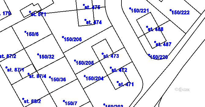 Parcela st. 473 v KÚ Mratín, Katastrální mapa