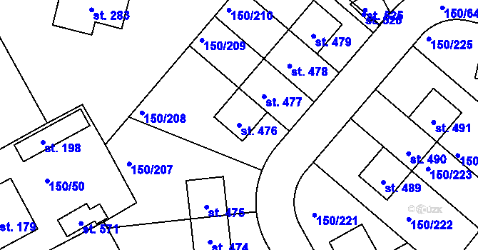 Parcela st. 476 v KÚ Mratín, Katastrální mapa