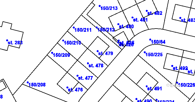 Parcela st. 479 v KÚ Mratín, Katastrální mapa