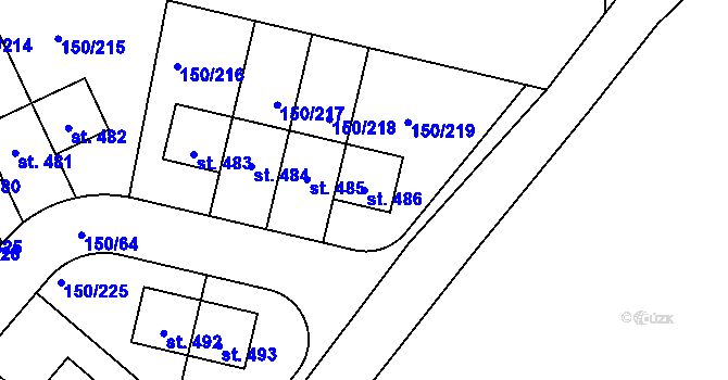 Parcela st. 486 v KÚ Mratín, Katastrální mapa