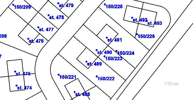 Parcela st. 490 v KÚ Mratín, Katastrální mapa