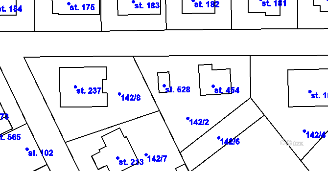 Parcela st. 528 v KÚ Mratín, Katastrální mapa