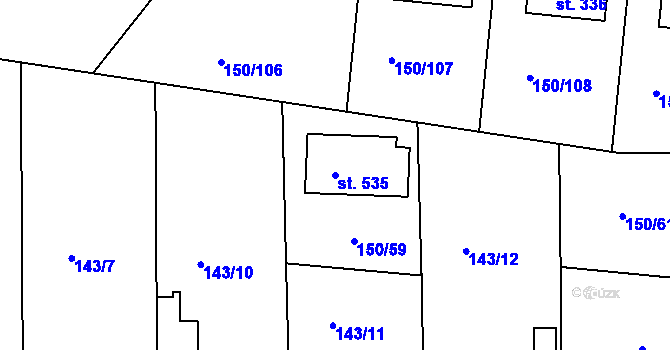 Parcela st. 535 v KÚ Mratín, Katastrální mapa
