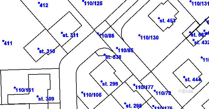 Parcela st. 538 v KÚ Mratín, Katastrální mapa