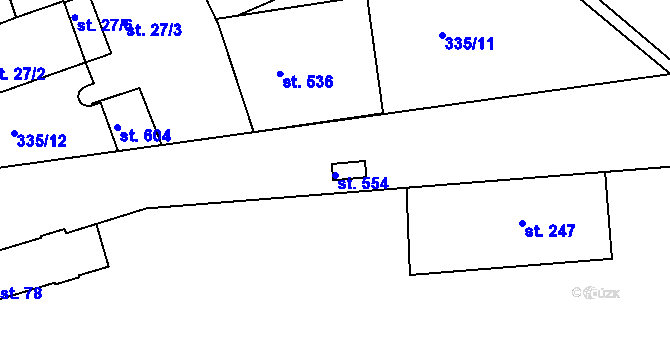 Parcela st. 554 v KÚ Mratín, Katastrální mapa