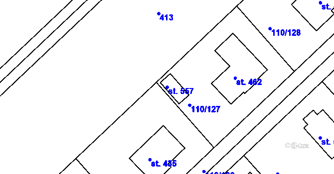 Parcela st. 557 v KÚ Mratín, Katastrální mapa