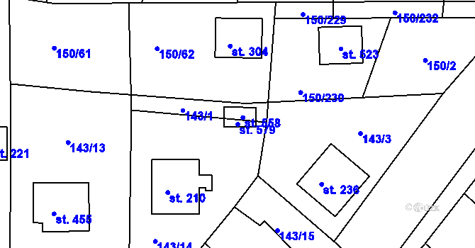 Parcela st. 579 v KÚ Mratín, Katastrální mapa