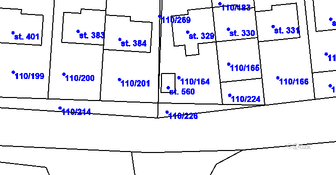 Parcela st. 560 v KÚ Mratín, Katastrální mapa