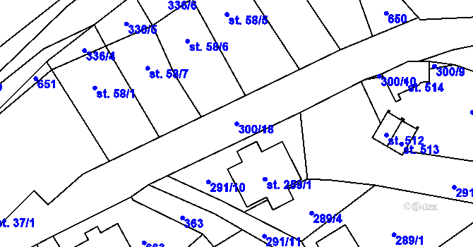 Parcela st. 300/18 v KÚ Mratín, Katastrální mapa