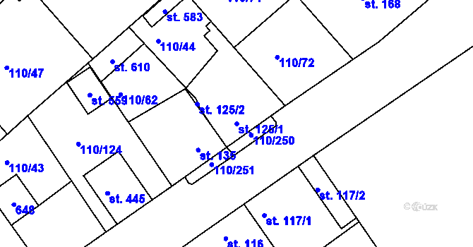 Parcela st. 125/1 v KÚ Mratín, Katastrální mapa