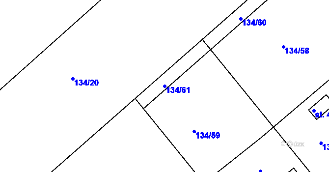 Parcela st. 134/61 v KÚ Mratín, Katastrální mapa