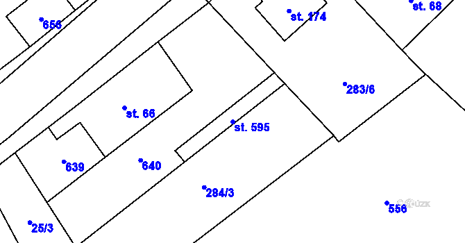 Parcela st. 595 v KÚ Mratín, Katastrální mapa