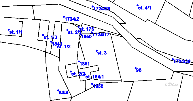 Parcela st. 3 v KÚ Mrlínek, Katastrální mapa