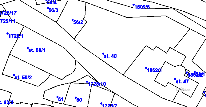 Parcela st. 48 v KÚ Mrlínek, Katastrální mapa