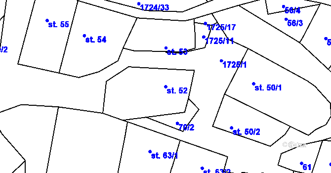 Parcela st. 52 v KÚ Mrlínek, Katastrální mapa