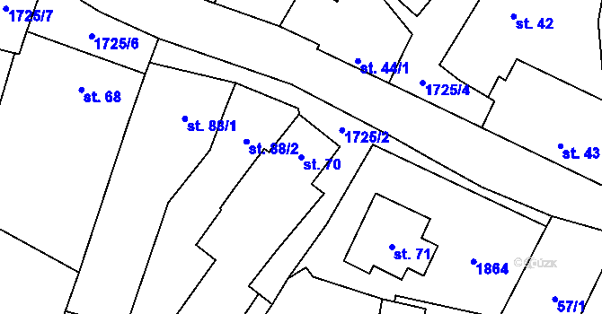 Parcela st. 70 v KÚ Mrlínek, Katastrální mapa