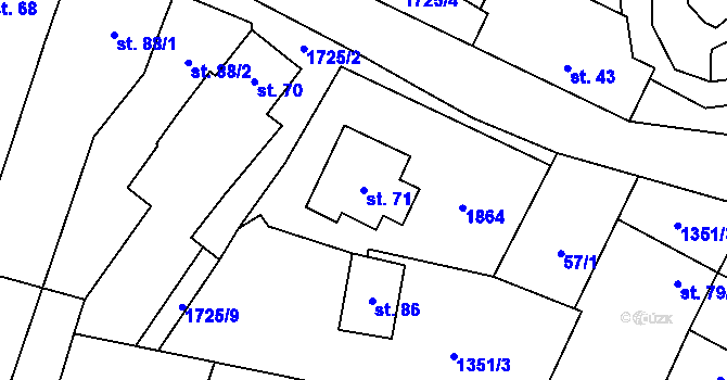 Parcela st. 71 v KÚ Mrlínek, Katastrální mapa